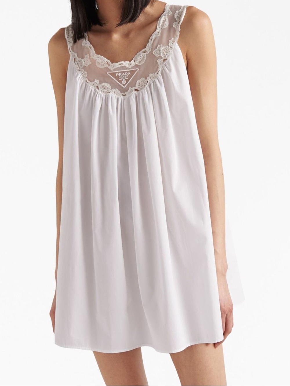 ISO!!!!!! NOT SELLING Prada White Lace-Trim Sleeveless Chemise